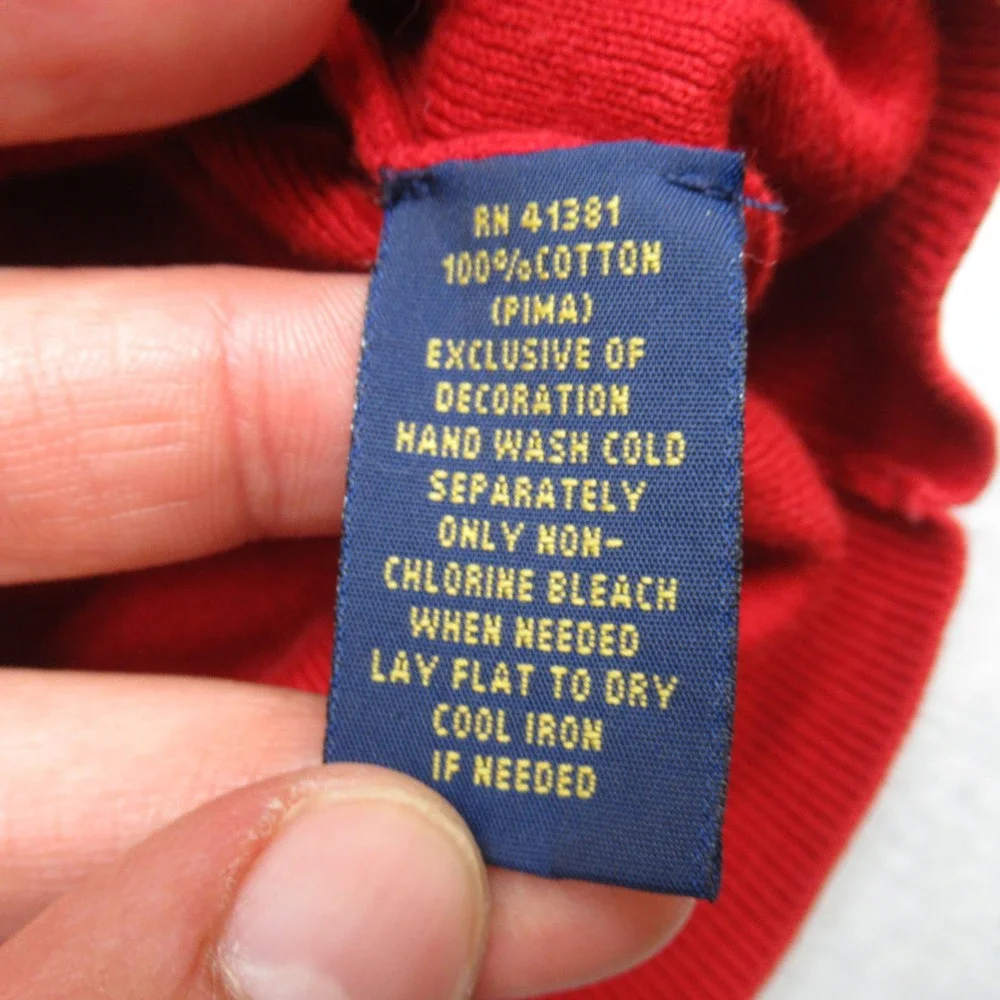 Polo Ralph Lauren Sweater Mens XL Red‎ Pima Cotton V-Neck Pullover Knit Golf